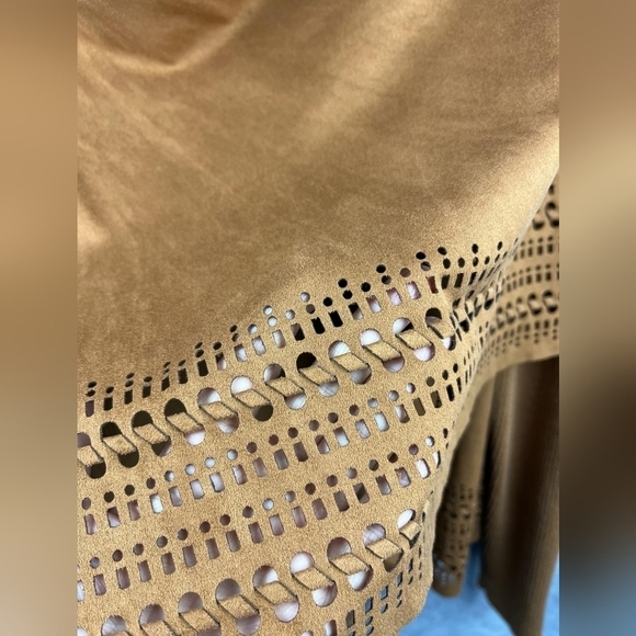 Westport 1962 drape open front cardigan suede knit sweater brown long sleeve 1X - Picture 4 of 7